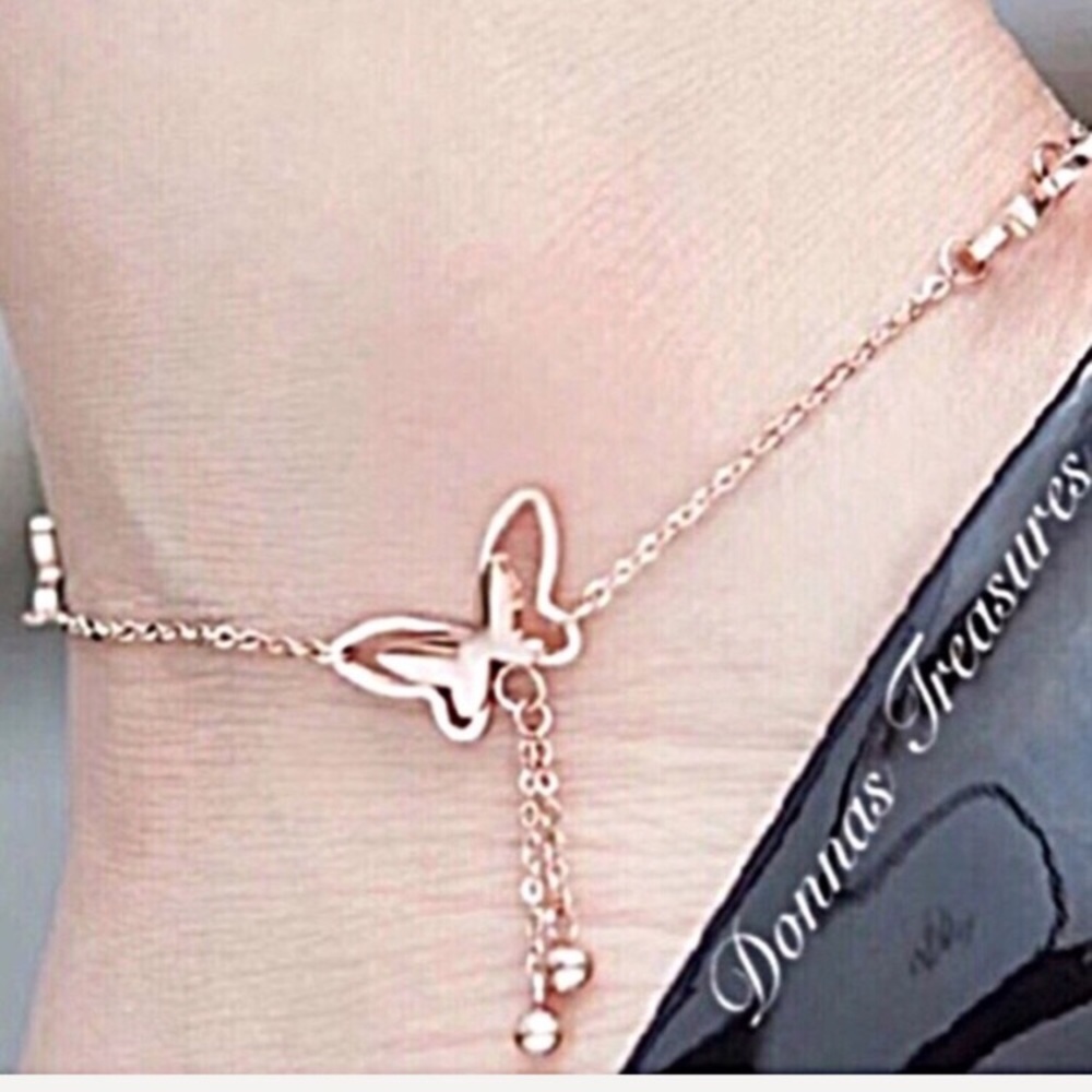 💐Rose Gold Butterfly Anklet